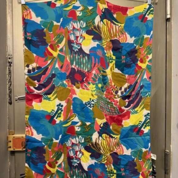 JCrew Tropical Floral tassel scarf / shawl - Picture 2 of 16